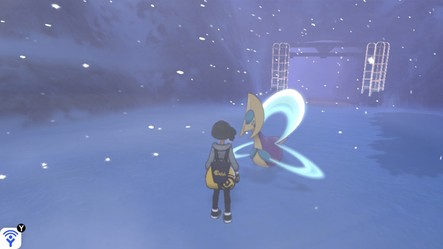 Screenshot of my trainer character standing in front of Cresselia