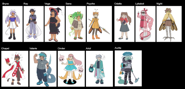 Screenshots of an artboard with several ocs