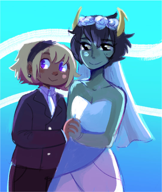 Rose and Kanaya on their wedding day.