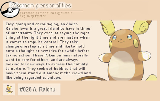 image of alolan raichu with a description of what type of person would be a raichu fan