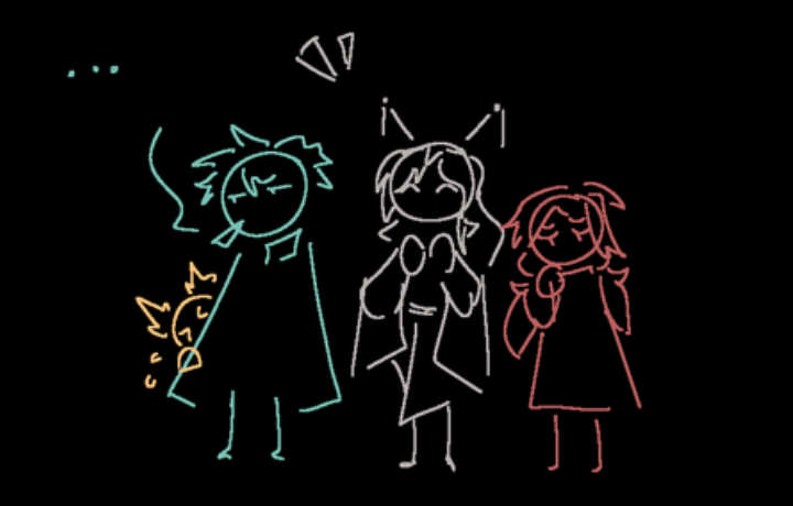 A third group drawing of characters from artfight with Ariol.