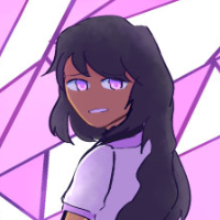 Another Mid-shot drawing of Ixora in front of stained glass.